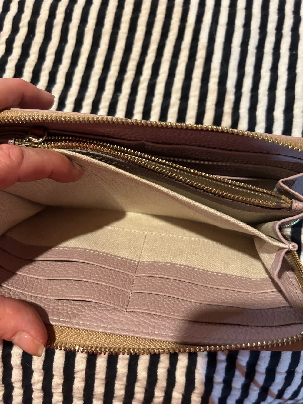 Dooney & Bourke Dusty Rose Pebbled Leather Zip Wallet